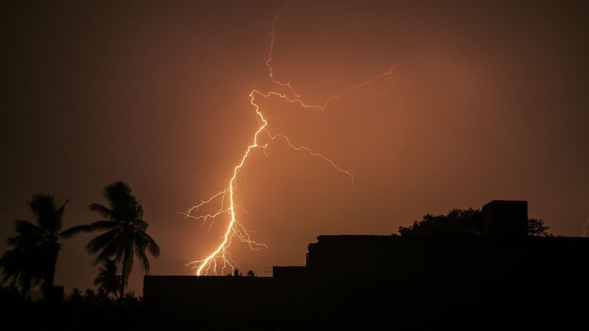 Monsoon storm with lightning over a Phoenix suburb