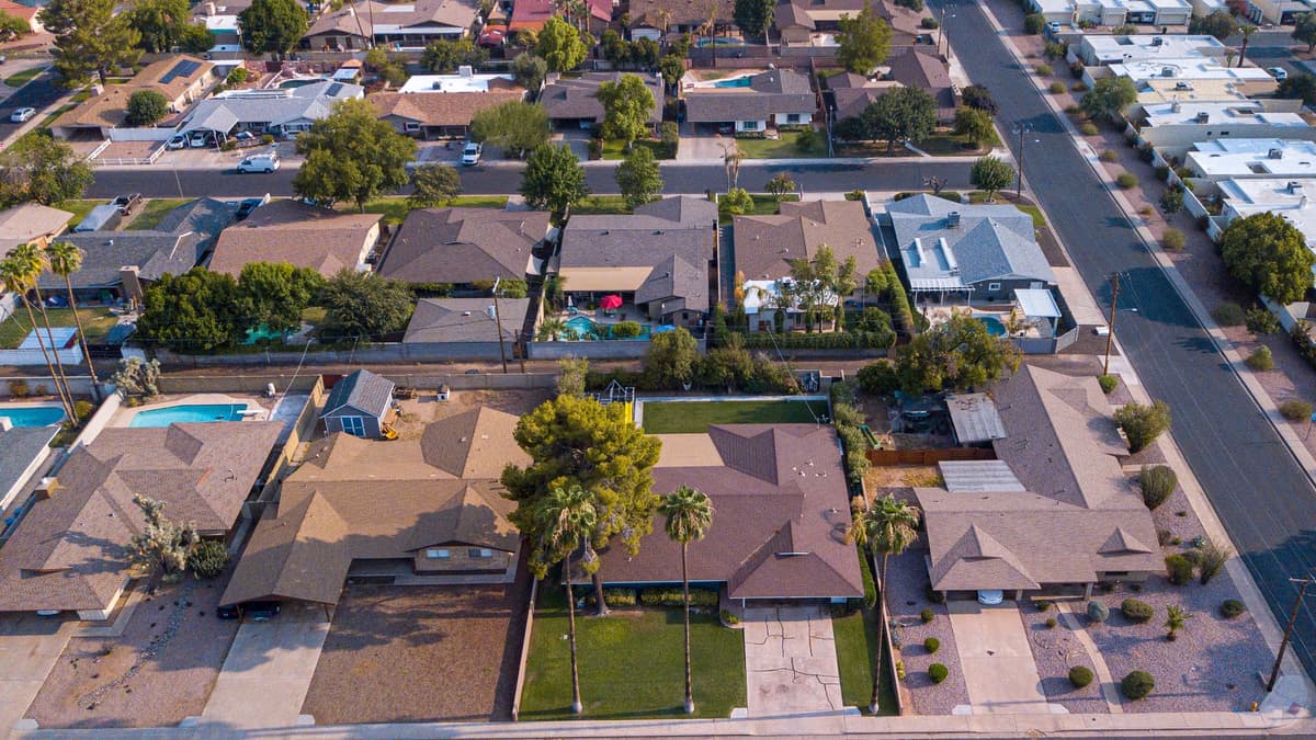 Morning view over Phoenix Valley neighborhoods and mountains